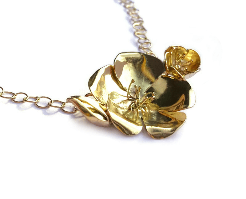 Gold Wild Rose Statement Necklace